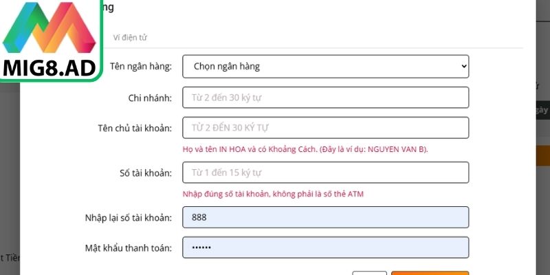 Chi tiết các bước rút tiền tại Mig8